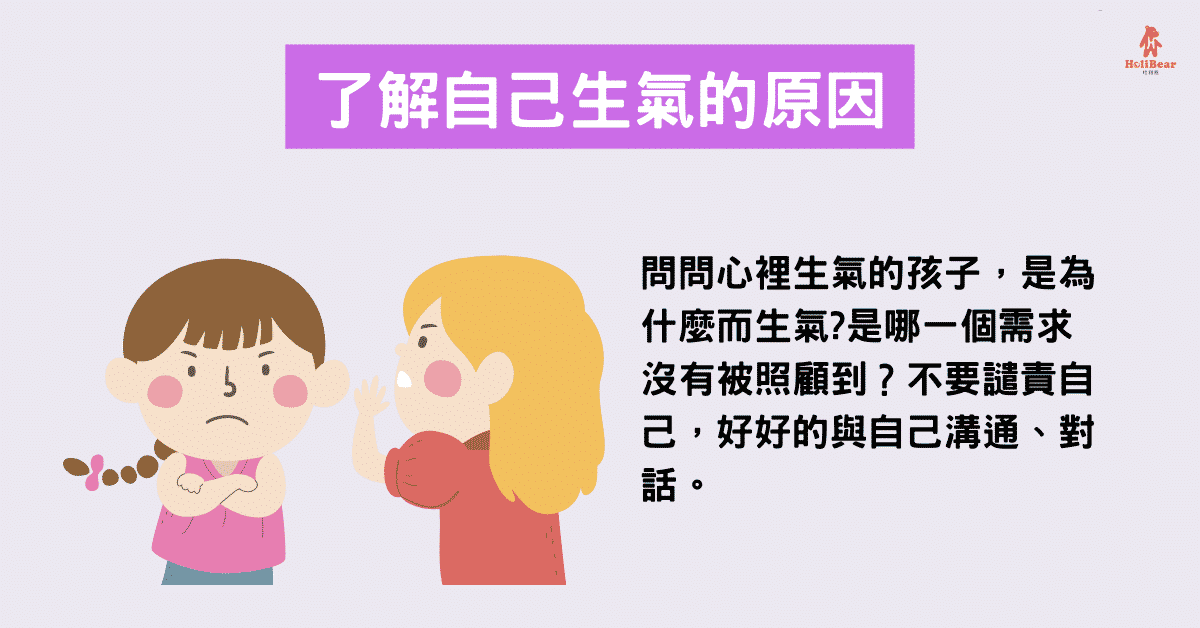 問問心裡生氣的孩子，是為什麼而生氣？是哪一個需求沒有被照顧到？不要譴責自己，好好的與自己溝通、對話